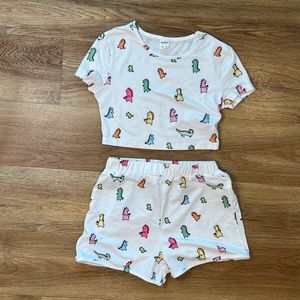 SHEIN Girls Dinosaur Print Set, size 7Y